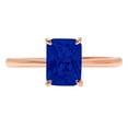 thumbnail image 1 of 1 ct Radiant Cut Simulated Blue Sapphire Solitaire 18K Rose Gold Womens Engagement Ring, 1 of 3