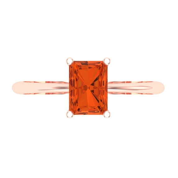 1 ct Radiant Cut Simulated Red Diamond Solitaire 14K Rose Gold Womens Engagement Ring