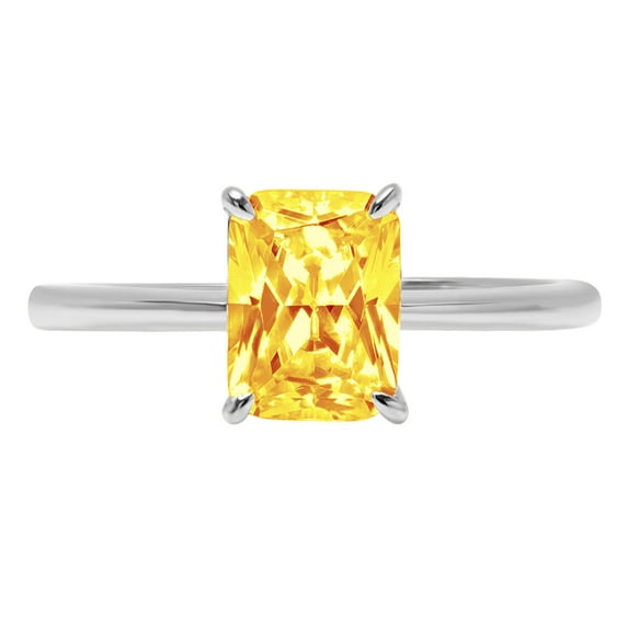 1 ct Radiant Cut Natural Citrine Solitaire 18K White Gold Womens Engagement Ring