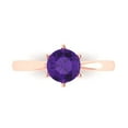 thumbnail image 1 of 1 ct Round Cut Natural Amethyst Solitaire 18K Rose Gold Womens Engagement Ring, 1 of 5