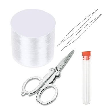 1.0mm Elastic Bracelet String Cord Clear Stretch Bead Cord for Jewelry Making Necklace Bracelet Beading Thread with (328Ft) with Beaded Needle and Scissors