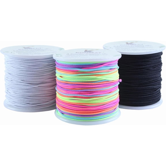 1.0mm Elastic Cord for Jewelry Making Stretch Bracelet String for Pony Beads Kandi Bracelets Necklaces & DIY Crafts Mixed 50 Yards Each