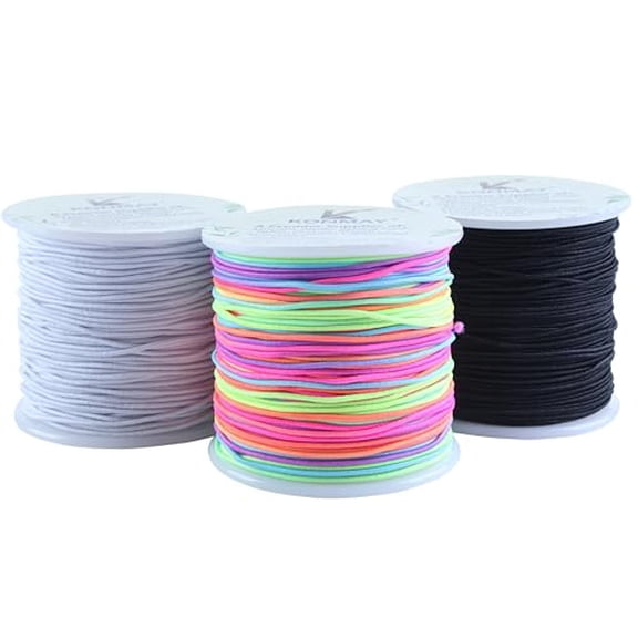 1.0mm Stretchy Bracelet String,Elastic Beading Cord for Pony Beads,Kandi Bracelets,Necklaces & DIY Crafts,Mixed,50 Yards Each