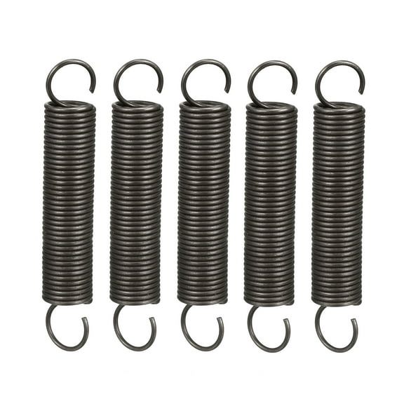 1.0x10x60mm Spring Steel Small Dual Hook Tension Spring, 5 Pack