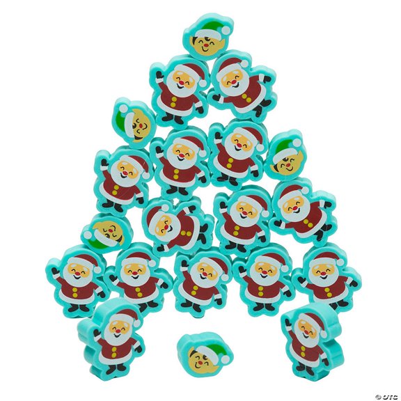 1"  1 1/2" Christmas Plastic Stacking Santa & Elves Game Set - 20 Pieces