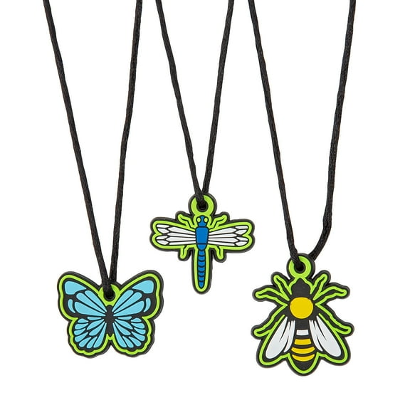 1" - 1 1/4" Full-Color Flying Insect Necklaces with Breakaway Clasp - 12 Piece