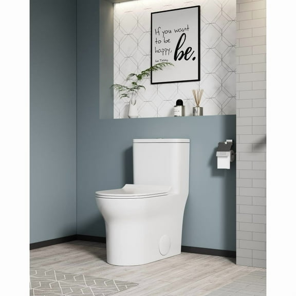 1.1/1.6 GPF Elongated Comfort Height Floor Mounted One-Piece Toilet ,  CUPC Certified, WaterSense Cetified, Ceramic, White Color, Soft Close Seat