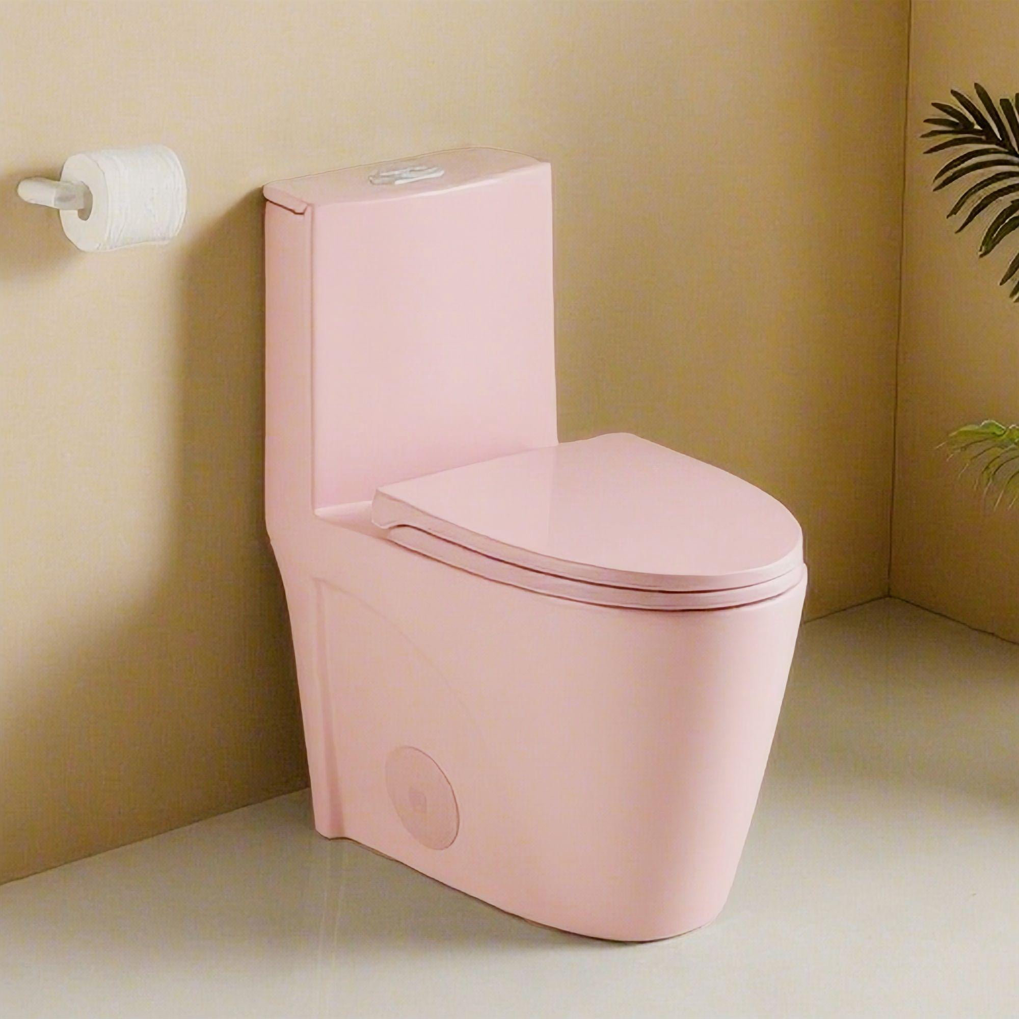 1.1/1.60 GPF Dual-Flush One Piece Toilet, Water-Saving Elongated Comfort Height Floor Mounted, Soft Close Seat,Rose