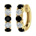 thumbnail image 1 of 1 1/10 Carat Black Diamond & White Diamond Hoop Earrings in 10K Yellow Gold, 1 of 3