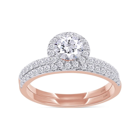 1 1/10 Carat Round Shape IGI Certified Lab Grown Diamond Halo Bridal Set Engagement Ring For Women In 10K Solid Rose Gold Jewelry (1.10 Cttw)- 8