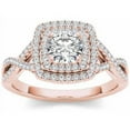thumbnail image 1 of 1-1/10 Carat T.W. Diamond Criss-Cross Shank Double Halo 14kt Rose Gold Engagement Ring, 1 of 1