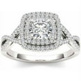 thumbnail image 1 of 1-1/10 Carat T.W. Diamond Criss-Cross Shank Double Halo 14kt White Gold Engagement Ring, 1 of 1