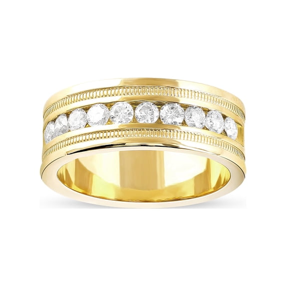 1-1/10 Carat T.W. Diamond Men's 14kt Yellow Gold Wedding Band