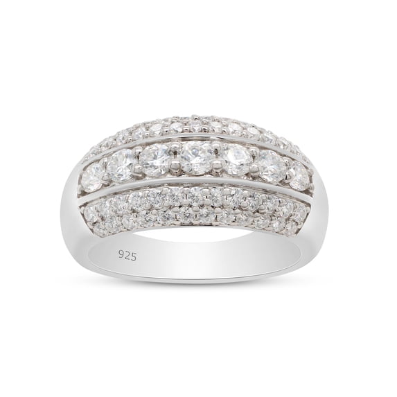 1 1/10 Ct Round Cut Lab Created Moissanite Diamond Multi-Row Anniversary Wedding Band Ring In 14K White Gold Over Sterling Silver(G-H/VVS1,1.10 Cttw)-8