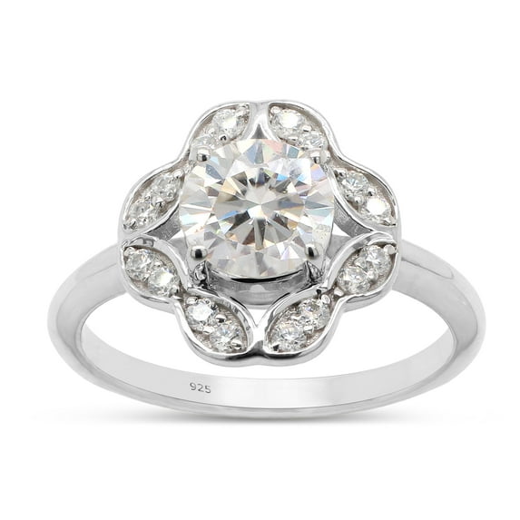 1 1/10 ct. t.w Center 6.5MM Round Cut Lab Created Moissanite Diamond ...