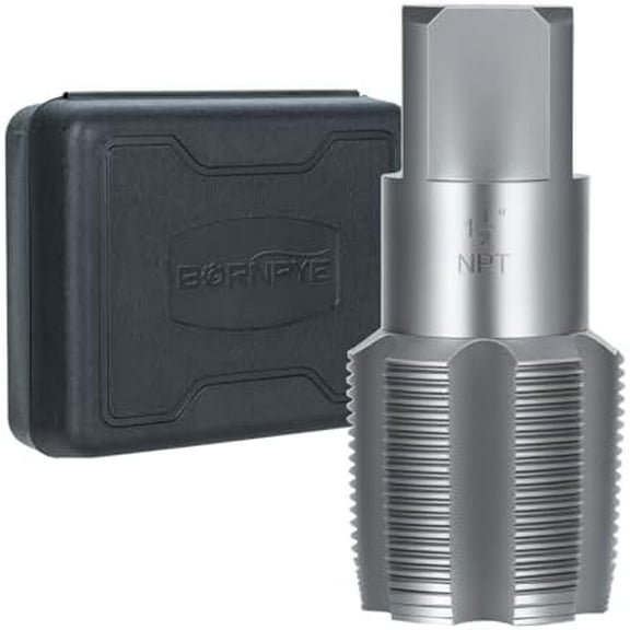 1-1/2"-11-1/2 NPT Pipe Tap Set, Precision Carbon Steel Taps Tool, Metric and Standard for Clean and Re-thread Damaged or Jam Pipe Threads in with Durable Plastic Case$$Tools