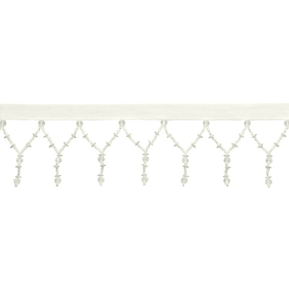 1 1/2" (3.5cm) Beautiful Handcrafted Art Deco Zig Zag Beaded Fringe Trim # B40695,, Crystal White #008011 (Bright White, Clear, Silver) 3 Yards (9 ft/2.5m)
