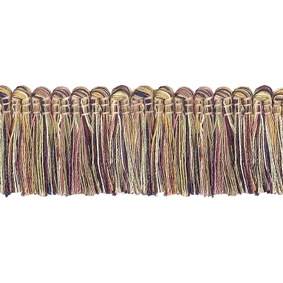 1 1/2" (3.5cm) Imperial Collection Brush Fringe Trim # 0150IB,, Sage Rose Pink #1010 (Light Pink, Sage Green, Light Beige) Sold By The Yard (36"/3 ft/0.9m)