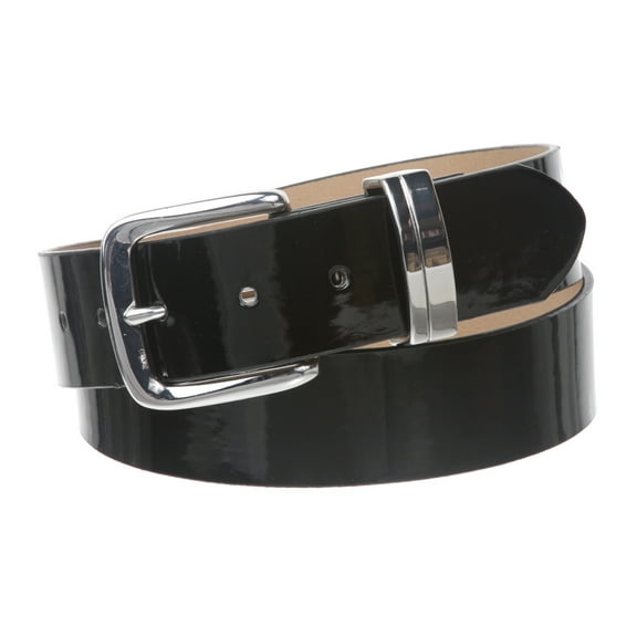 1 1/2" (38 mm) Snap On Nickel Free Faux Synthetic Patent Leather Fashion Plain Belt