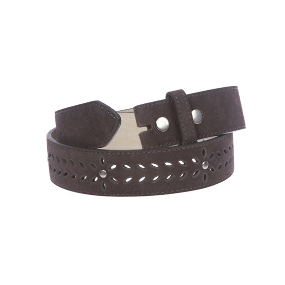 1 1/2" (38 mm) Snap on Suede Perforated Studded Leather Belt Strap