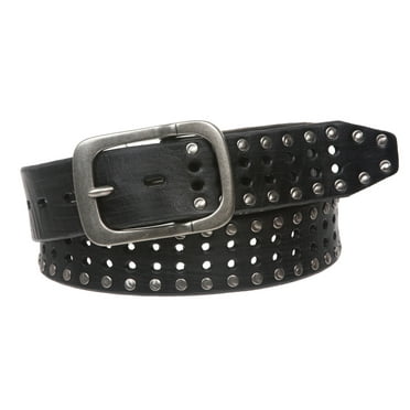 1 1/2" (38 mm) Snap on Vintage Cowhide Metal Circle Studded Leather Belt