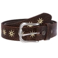 thumbnail image 1 of 1 1/2" (38 mm) Snap on Western Vintage Embossed Sunflower Leather Belt, 1 of 4