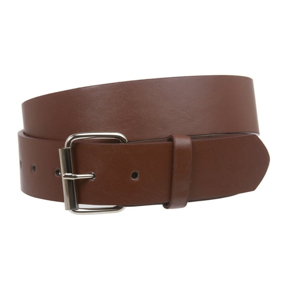 1 1/2" (38mm) Snap On Plain Leather Jean Belt With Roller Buckle