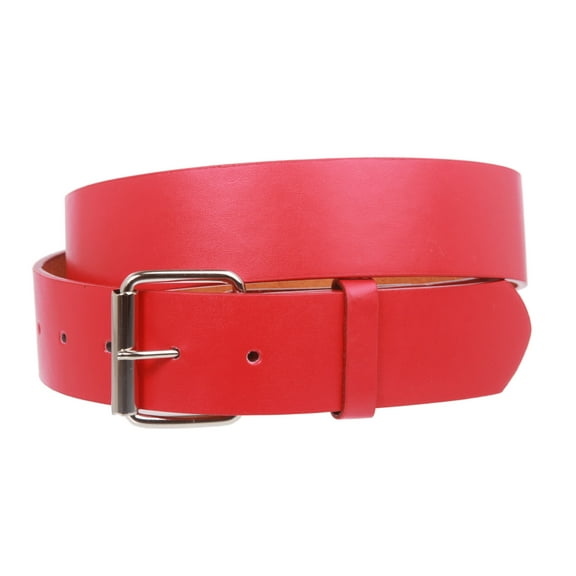 1 1/2" (38mm) Snap On Plain Leather Jean Belt With Roller Buckle