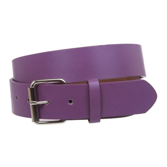 1 1/2" (38mm) Snap On Plain Leather Jean Belt With Roller Buckle
