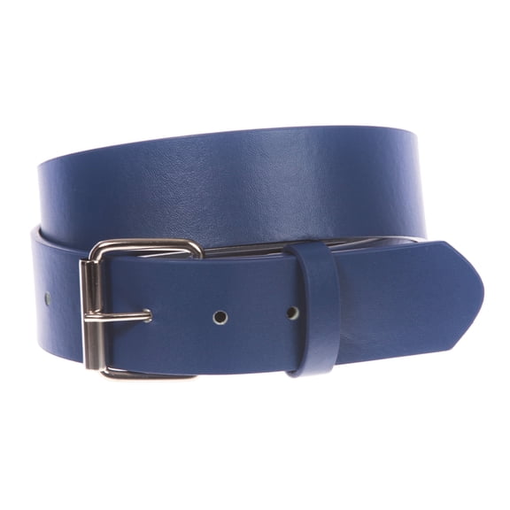 1 1/2" (38mm) Snap On Plain Leather Jean Belt With Roller Buckle