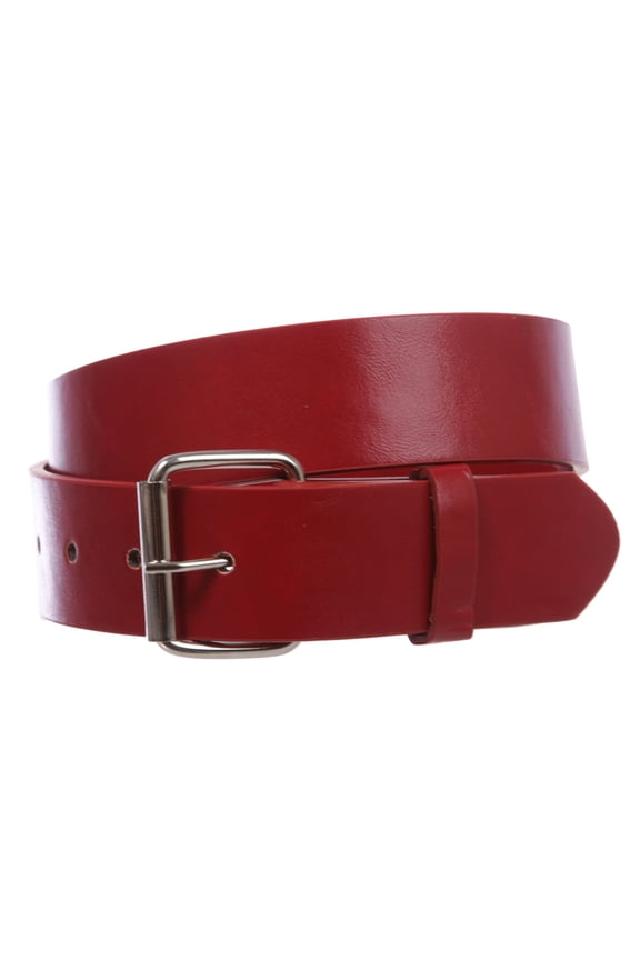 1 1/2" (38mm) Snap On Plain Leather Jean Belt With Roller Buckle