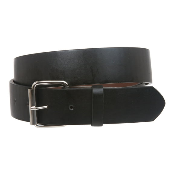 1 1/2" (38mm) Snap On Plain Leather Jean Belt With Roller Buckle