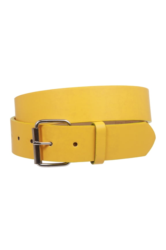 1 1/2" (38mm) Snap On Plain Leather Jean Belt With Roller Buckle