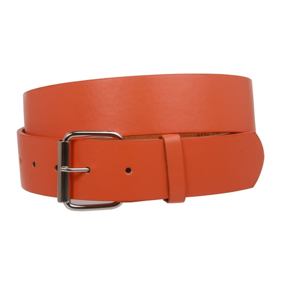 1 1/2" (38mm) Snap On Plain Leather Jean Belt With Roller Buckle