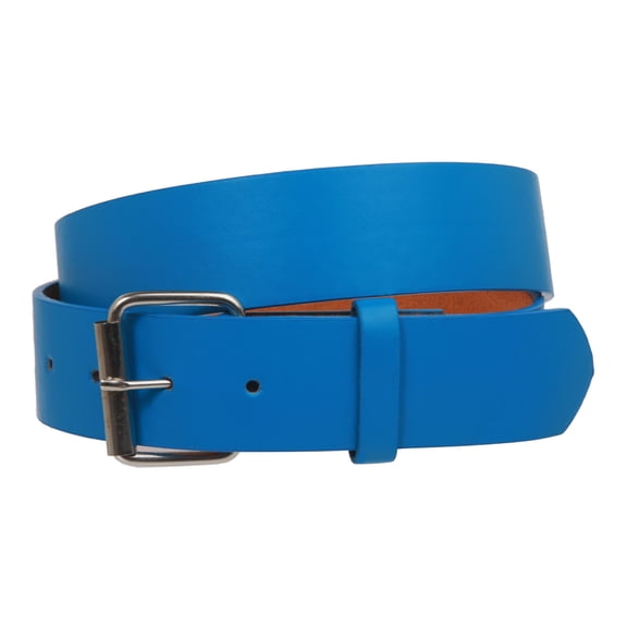 1 1/2" (38mm) Snap On Plain Leather Jean Belt With Roller Buckle