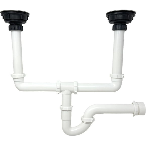 1 1/2" All-In-One-Drain Kit for Double Bowl Kitchen Sinks Hard Tube with Strainer Baskets P Trap kit
