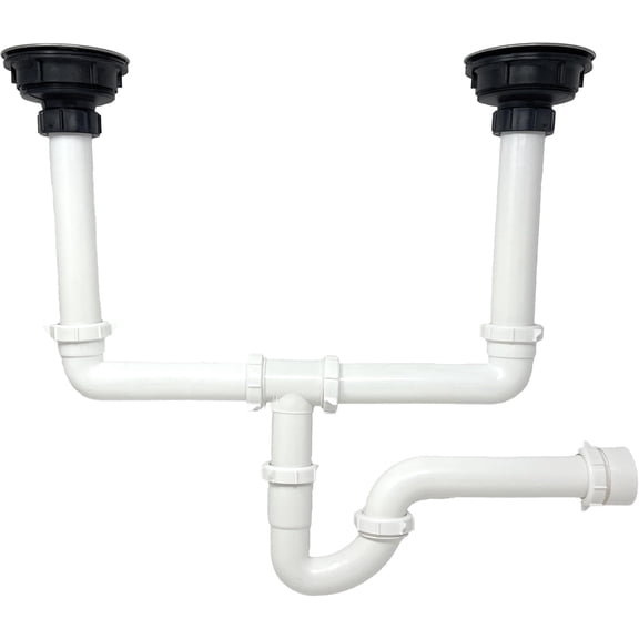 1 1/2" All-In-One-Drain Kit for Double Bowl Kitchen Sinks Hard Tube with Strainer Baskets P Trap kit
