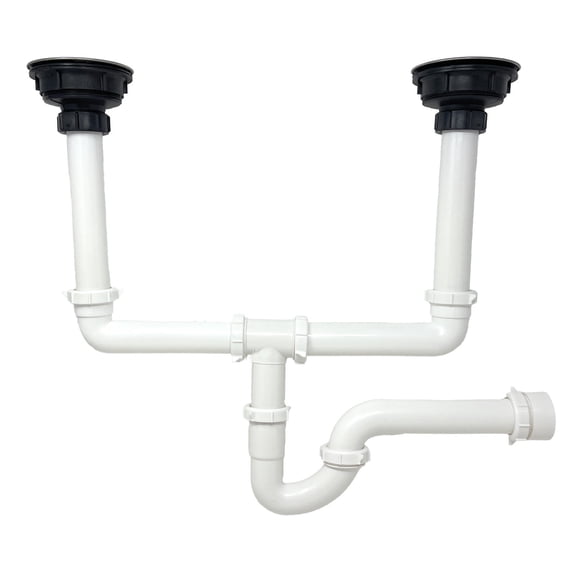 1 1/2" All-In-One-Drain Kit for Double Bowl Kitchen Sinks- P Trap- Hard Tube