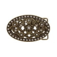 thumbnail image 1 of 1 1/2" Antique Silver Brass Oval Perforated Engraved Crystal Rhinestone Western Floral Belt Buckle, 1 of 2