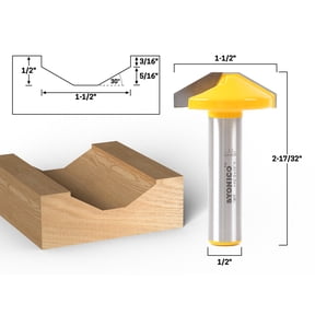 1-1/2" Bevel Faux Panel CNC Cabinet Door Raised Panel Router Bit - 1/2" Shank - Yonico 13077