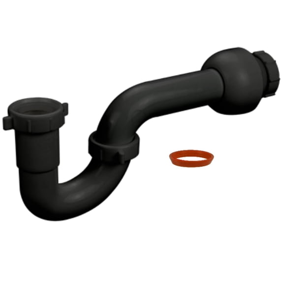 1-1/2" Black P-Trap w/ Marvel Connect Adapter for Kitchen Sink Drain
