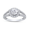 thumbnail image 1 of AFFY 1.50CT 6.5MM Round Moissanite Diamond Halo Split Shank Ring for Women 14K White Gold over silver-10, 1 of 5