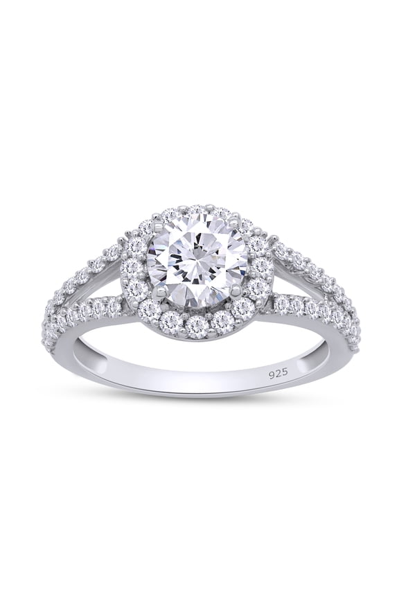 1.50CT 6.5MM Round Moissanite Diamond Halo Split Shank Ring for Women 14K White Gold over silver-4