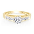 thumbnail image 1 of 1 1/2 CT Round Cut Cubic Zirconia With Prong & Channel Setting Solitaire With Accents Engagement Ring For Womens In 14K Solid Yellow Gold (1.50 Cttw) - 8.5, 1 of 6