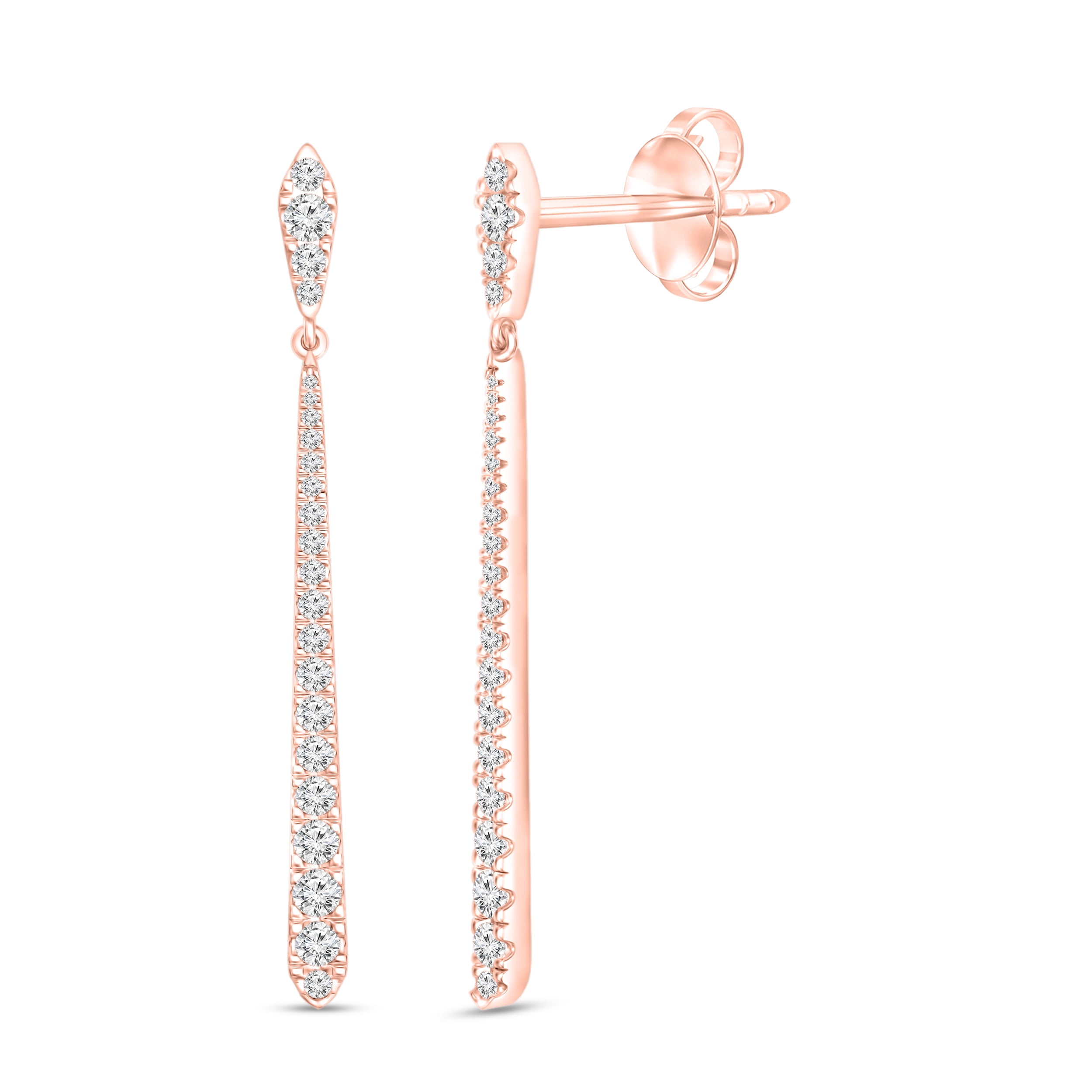 Diamond Stud Earrings 1/2 ct tw Round-cut 10K Rose Gold