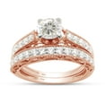thumbnail image 1 of 1 1/2 CTTW Center 6MM Round Cut Lab Created Moissanite Diamond Milgrain Wedding Bridal Ring Set In 14K Rose Gold Over Sterling Silver(G-H Color,VVS1 Clarity,1.50 Cttw)Ring Size-6.5, 1 of 8