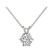 4 Ct | 14K Rose Gold | IGI Certified Lab Grown 6 Prong Solitaire Diamond Pendant Necklace With Chain | Round Shape Prong Setting Friendly Diamonds Pendant Necklace | F-G Color, VS1-VS2 Clarity