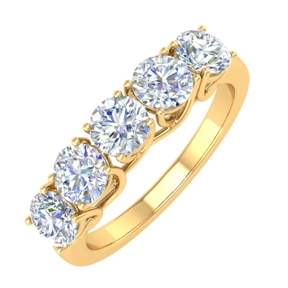 1 1/2 Carat 5-Stone Diamond Wedding Band Ring in 14K Yellow Gold (Ring Size 9.75)