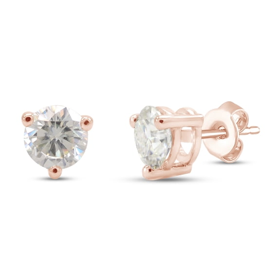 1 1/2 Carat 6MM Round Cut Lab Created Moissanite Diamond Solitaire Stud Earrings In 14K Solid Rose Gold Jewelry For Women (G-H Color, VVS1 Clarity, 1.50 Cttw)