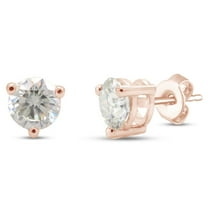 1 1/2 Carat 6MM Round Cut Lab Created Moissanite Diamond Solitaire Stud Earrings In 14K Rose Gold Over Sterling Silver Jewelry For Women (VVS1 Clarity, 1.50 Cttw)